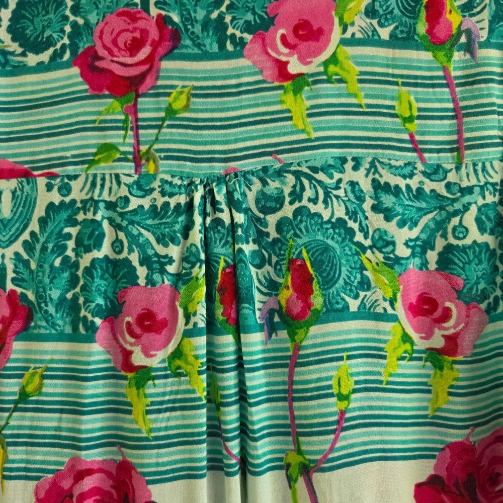 Antica Sartoria Giacomo Cinque Teal Pink Floral Sequin Fringe Mini Dress OS - Picture 9 of 11